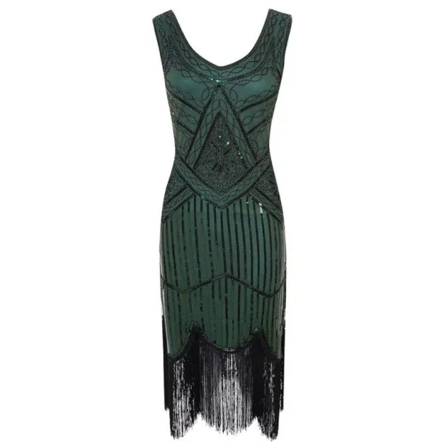 Vintage Sequined Fringe Beaded Dress
