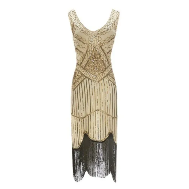 Vintage Sequined Fringe Beaded Dress