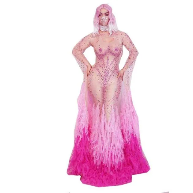 Sheer Fringe Mesh Performance Costume