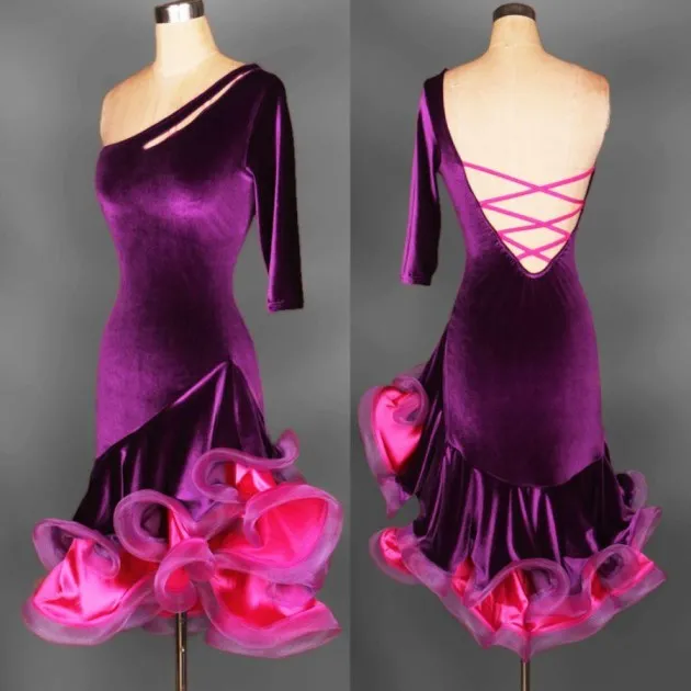 Costumes Competition Suit Velvet Latin Dance Dress