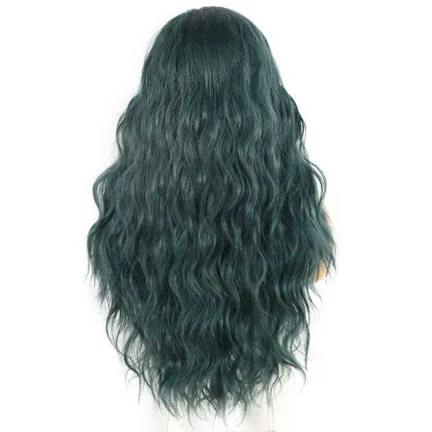 Long Curly Hair Synthetic Front Lace Wig Headgear Mineral Green