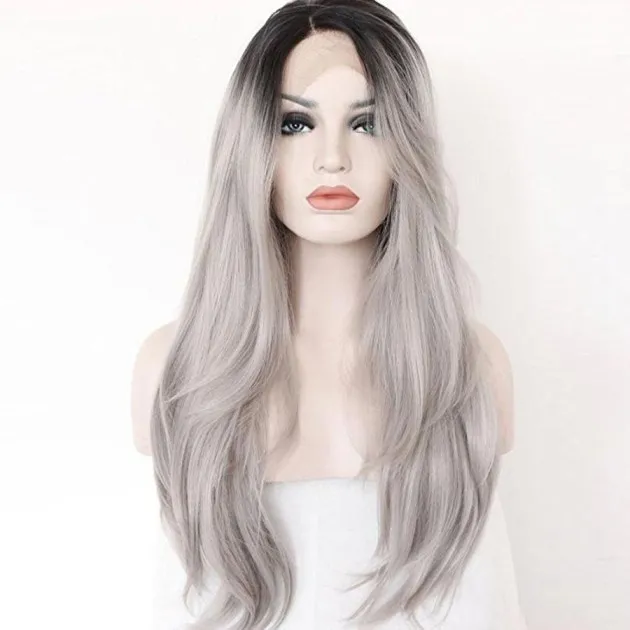 Grey hand hook lace wig