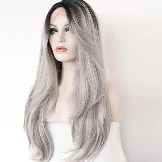 Grey hand hook lace wig