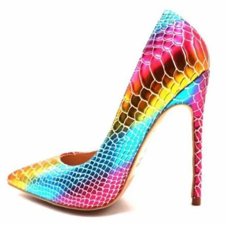 Rainbow Snake Print Point-toe Pumps Charlotte
