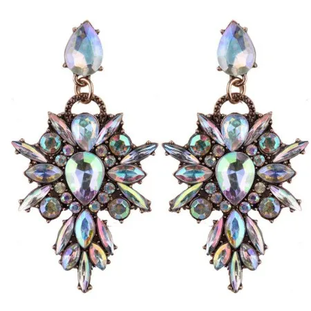 Colorful Crystal Geometric Drop With Diamonds Exaggerated Exquisite Earrings