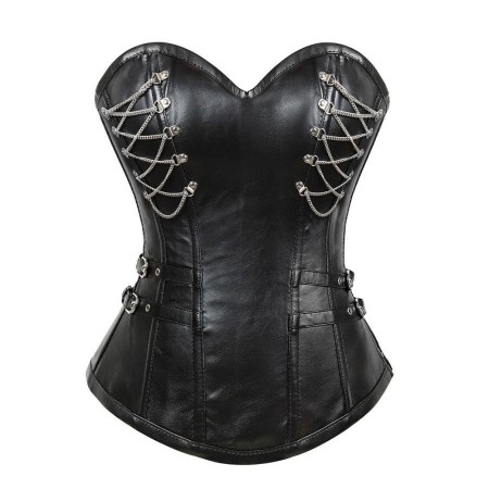 Gothic Zipper Leather Court Corset