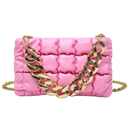 Bolso Cuadrado Pequeño Portátil De Cadena Gruesa De Celosía