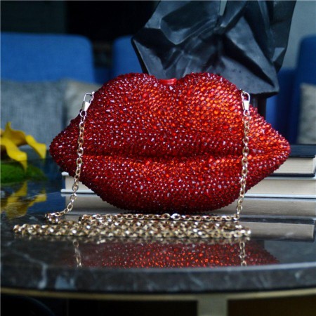 Rhinestone Lip Dinner Bag Kiss