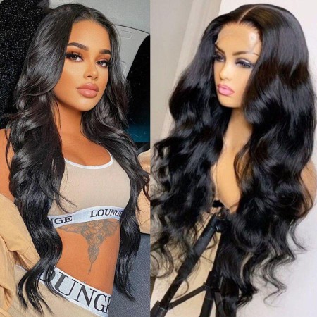 Human Hair Lace Front Wig Black