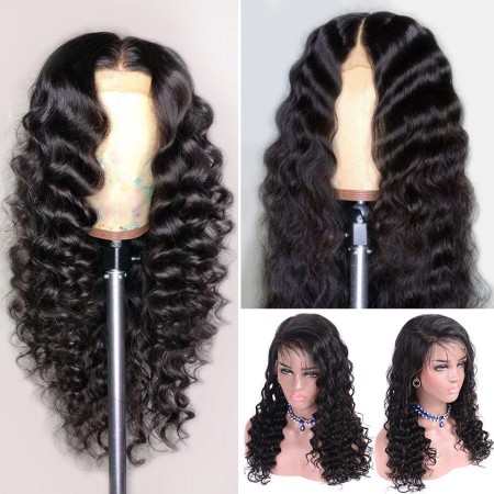 front lace black small curly wig