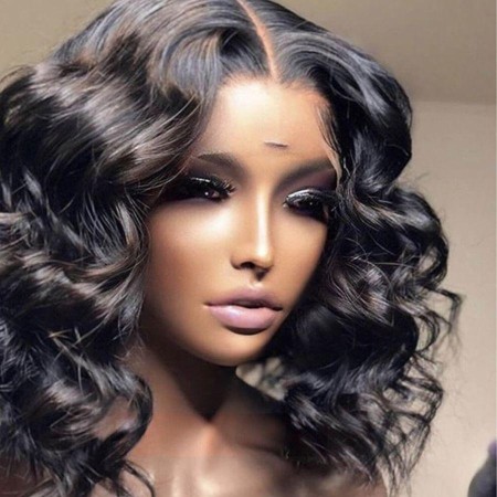 Serenity Front Lace Short Black Wig