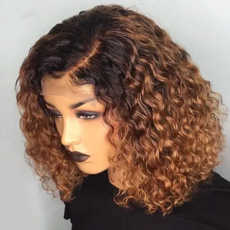 Bourgondische Kleurverlooppruik Lace Front Korte Bob Pruik