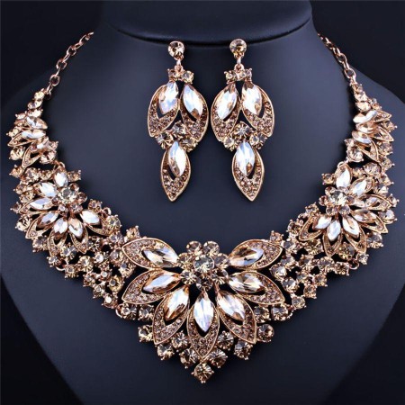 Rhinestone Necklace Earrings