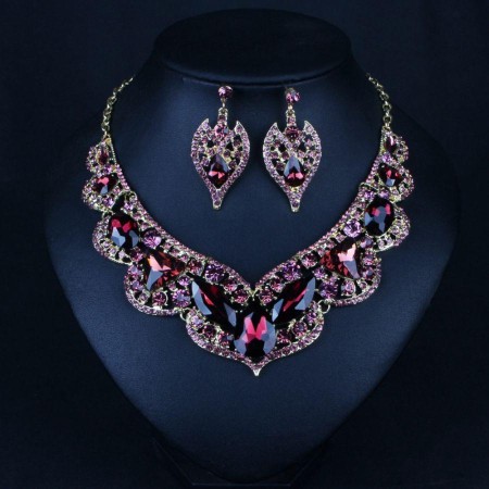 Purple Crystal Collarbone Necklace