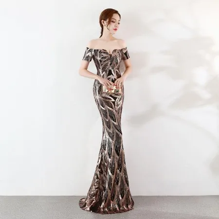 Fishtail Sequined Evening Dress Kaylee