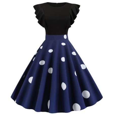 Contrasting polka dot print dress