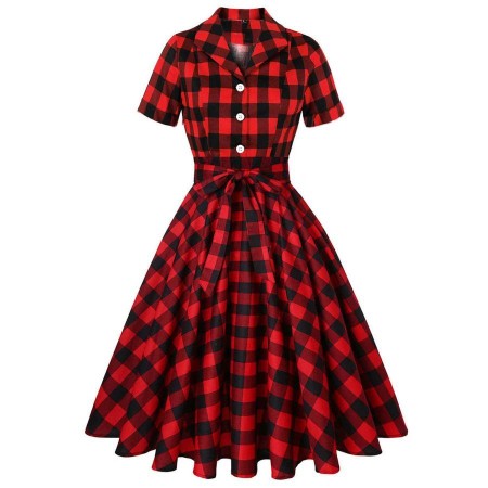 Retro Sexy Lapel Short Dress