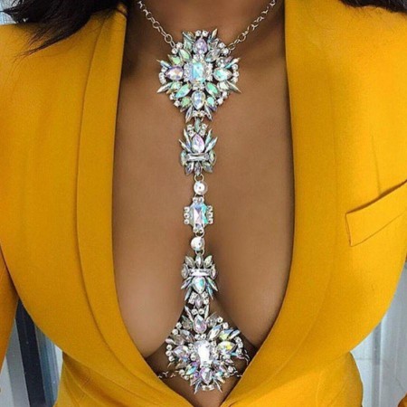 Diamond Flower Necklace Body Chain