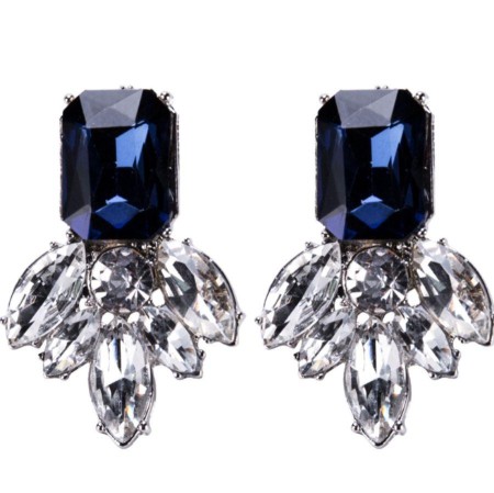 Black Blue Crystal Drop Earrings