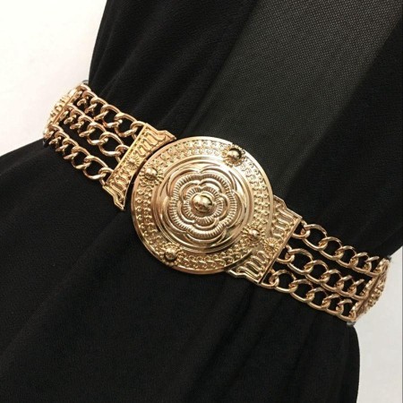 Metal Elastic Wide Belt Chain Flowe