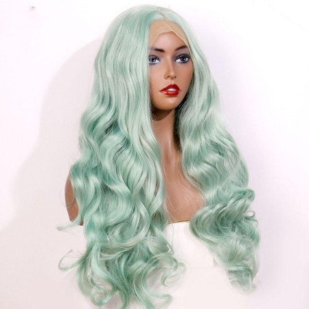 Mint Green Silk Front Lace Wigs