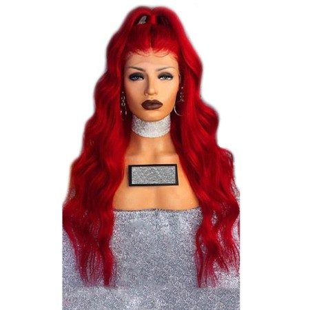 Red Front Lace Wig Long Curly Hair