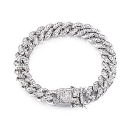 Volledige Diamond Miami Cubaanse Armband Vlindersluiting Bangle