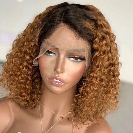 Side Part Bob Wavy Ombre Lace Wig