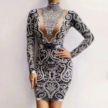 Eendelige Jurk Met Strass Kralen Giselle