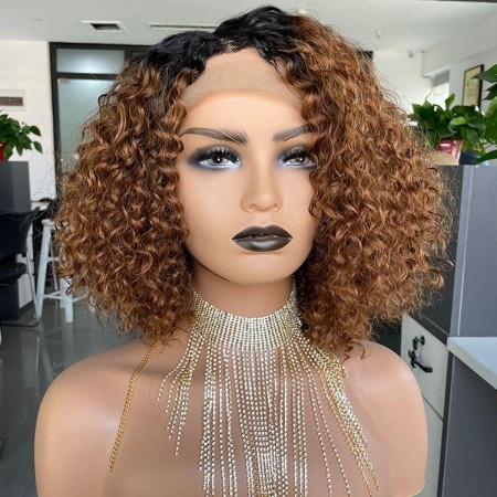 Ombre Curly Human Hair Lace Wig