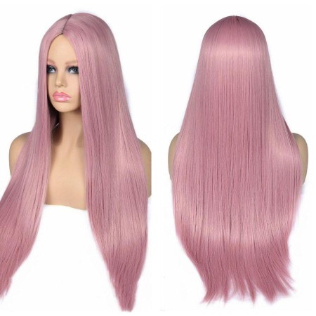Pink Long Straight Hair Fiber Wig