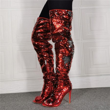 Fashion Fish Mouth Sequin High Heels