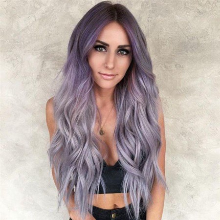 Purple-grey gradient ombre wig