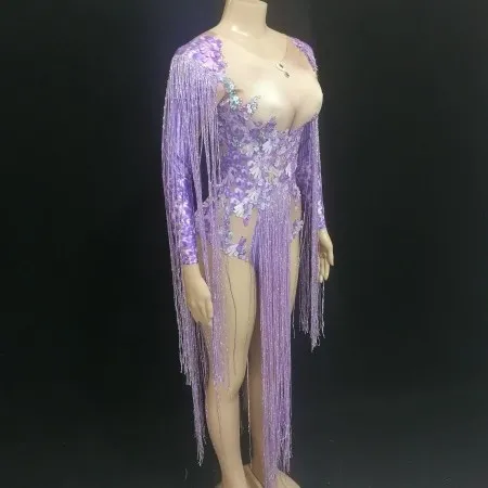 Traje De Baile De Una Pieza Con Borlas De Personalidad A La Moda