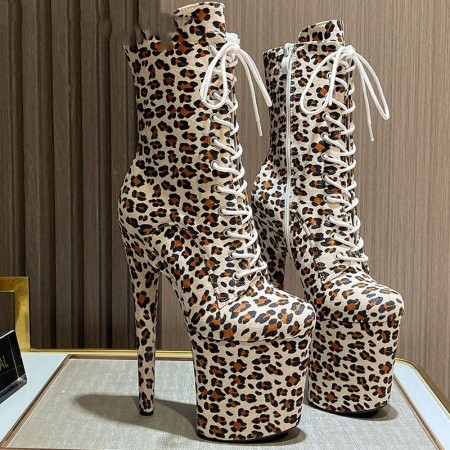 Large Size High Heel Fleece leopard