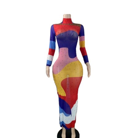 Colorful Full Diamond Elastic Dress