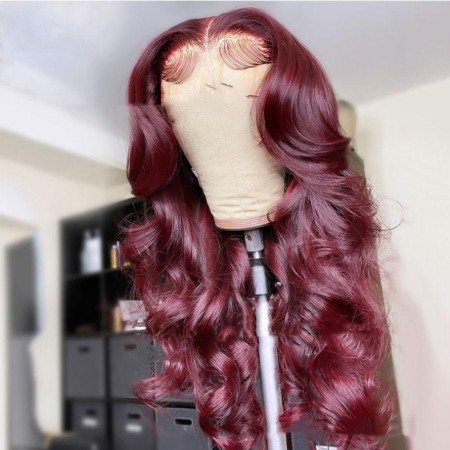 Wine Red Long Curly Hair Wig