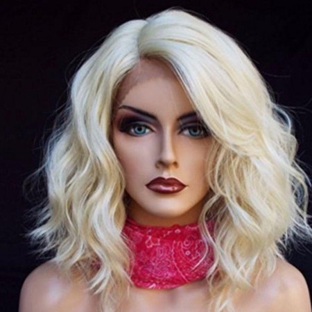 wig short curly hair blonde