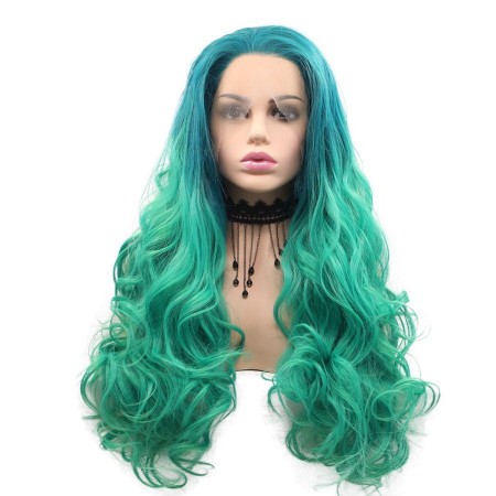Lace Hair Wig ombre blue to groen