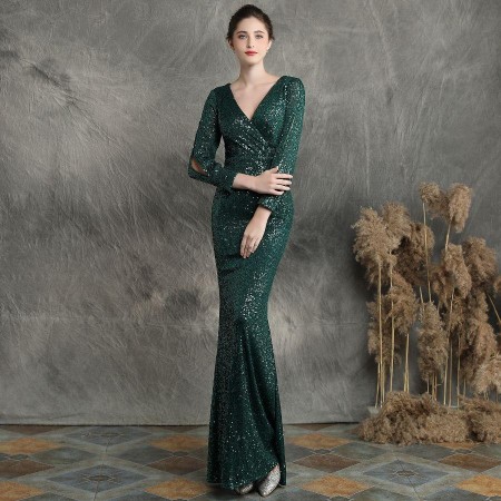 Sequined fishtail evening
