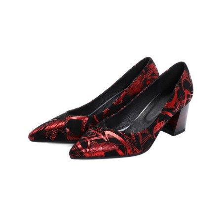 Thick heel leather shoes