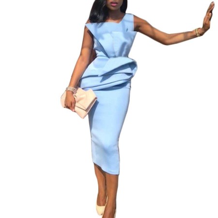 Mid length dress with ruffle