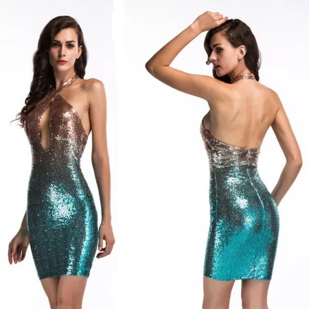 Dress Sexy Color Sequin Dress