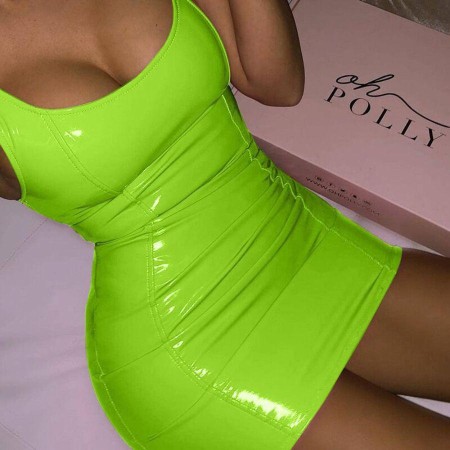 High Elastic Round Neck Dress