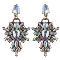 Colorful Crystal Geometric Drop With Diamonds Exaggerated Exquisite Earrings
