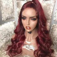 Burgundy Front Lace Chemical Fiber Wig