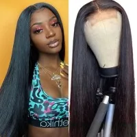 Natural Front Lace Wig Medium Long Straight Hair