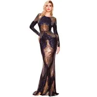 Vestido Largo De Lentejuelas Trapeado Empalmado Elliana