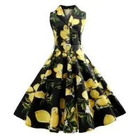 Printed Lapel Dress