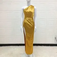 Irregular Slanted Shoulder Split Dress Mackenzie